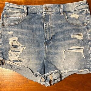 American Eagle Blue Distressed Jean Shorts